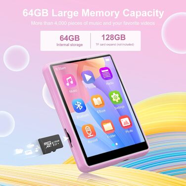 MP3 плеєр 64GB з Bluetooth 5.3, 2.4