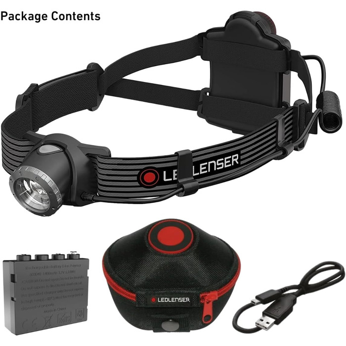 Ліхтар налобний Ledlenser H7 SE LED, 300 люмен, 160 м, фокус, заднє світло, батарейки та USB-кабель