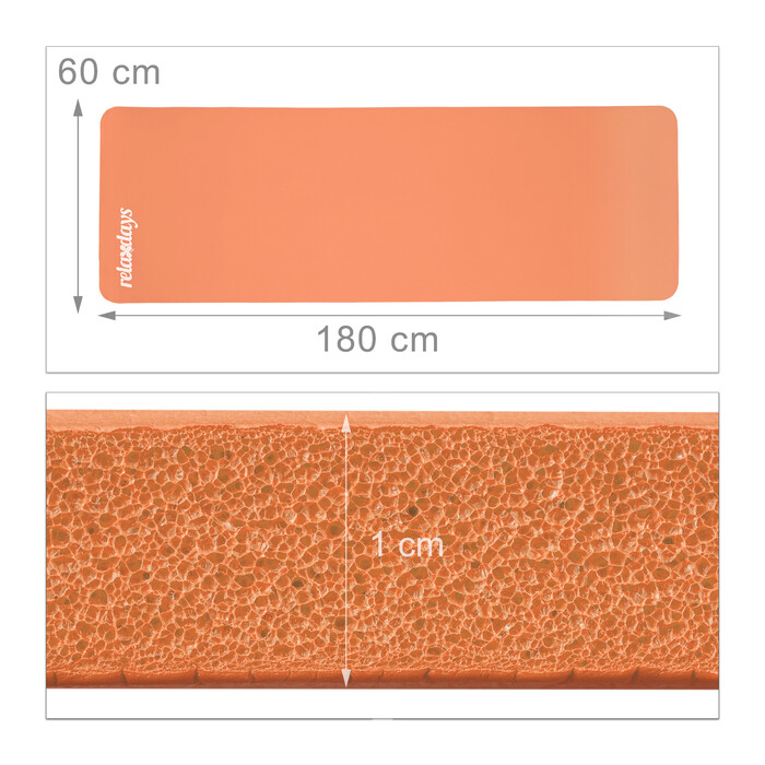 Relaxdays Yoga Mat, 1 cm thick, solid color