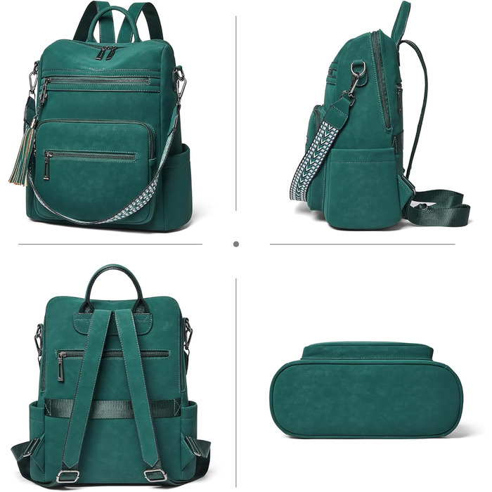 Шкіряний рюкзак-сумка для жінок Shrrie: модна, перемикається, для подорожей, vintage темно-зелений