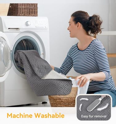 Водонепроникний килимок для собак, антиковзкий та пральний, ковдра для домашніх тварин для собак та котів, захисна ковдра для дивану від шерсті та подряпин, ідеально підходить для дивану, ліжка, автокрісла (Сірий, 97×190 см)