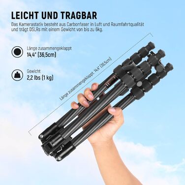 Штатив для камери NEEWER 77' з моноподом, кульковою головкою 360° та Arca QR-пластиною, компактний, легкий, з алюмінію, для подорожей, відеозйомки, максимальне навантаження 6 кг (TP39)