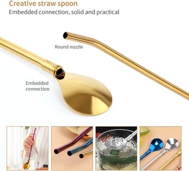 Кольорова ложка з трубочкою, акрил, 24 шт.