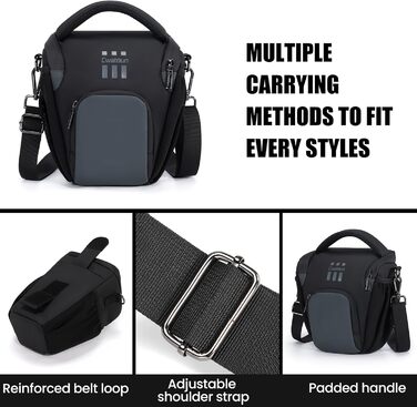 Чорна сумка для цифрової камери Cwatcun: DSLR, Canon, Nikon, Sony, з відділенням для об'єктивів