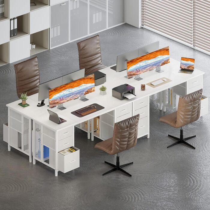 Комп'ютерний стіл Coleshome з 6 шухлядами 160x52 см, білий для дому та офісу