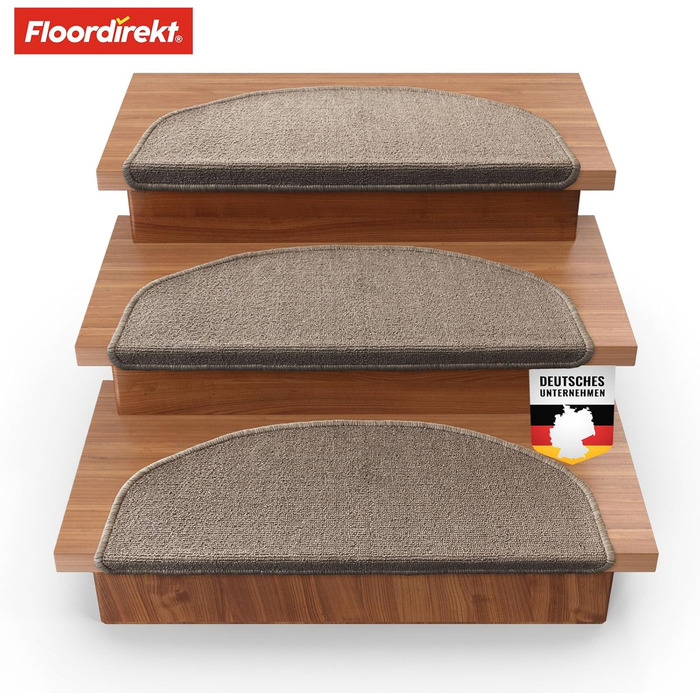 Килимок для сходів Floordirekt 15 шт. (65x23 см, напівкруглий), колір: коричневий