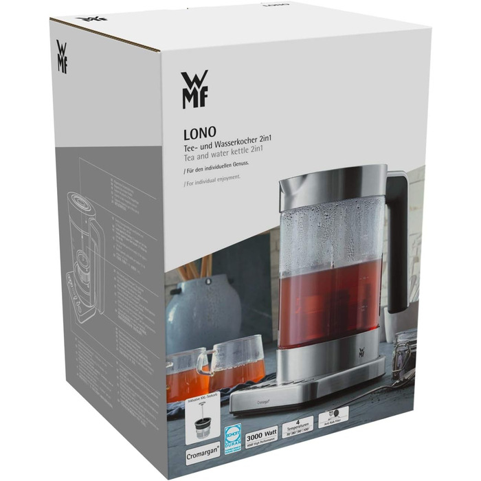 WMF LONO 2-in-1 Tea and Kettle Stainless Steel, New. WMF LONO 2-in-1 Tea and Kettle, Single.