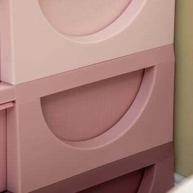 HOMCOM Kids' Chest of Drawers with Storage Boxes, Toy Organizer, Toy Box, Three Tiers for Children's Room, 3-6 Years, Children's Furniture, 37 x 37 x 56.5 cm (75L x 37W x 56.5H cm, Pink+Purple)