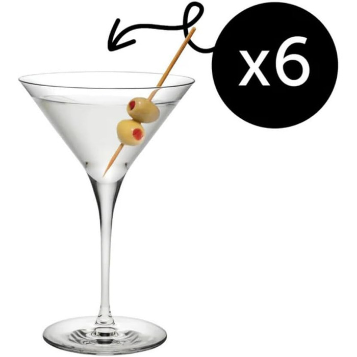 Набір келихів для Мартіні, 6 шт, 175 мл, без свинцю, придатні для миття в посудомийній машині. Келихи для Cosmopolitan, келихи для коктейлів, келихи для вечірок (люкс набір 6 шт)
