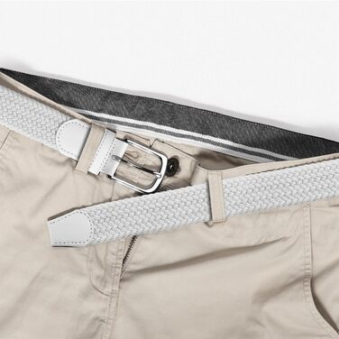 Набір з 2 еластичних плетених ременів для жінок та чоловіків – регульовані, 3,3 см, довжина 100-120 см (Чорний + Білий, довжина 110 см)