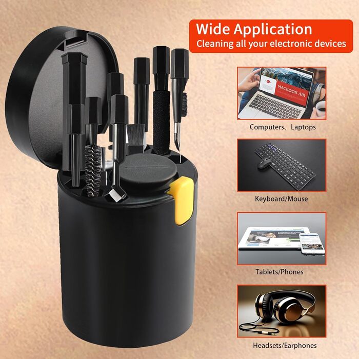 Набір для чищення 20-в-1 для AirPods, ноутбуків, телефонів, клавіатур – Професійний набір для чищення екранів з мікрофіброю, щітками, USB-щільочкою (Critin-20-in-1 black)