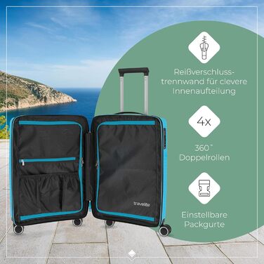 Валіза Travelite ORBITA, середній, розширювана, 67 см, 68-78 літрів, турквіс (колір), з TSA замком та міцною оболонкою