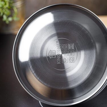 Чайник Kinghoff 1.8L з нержавіючої сталі з свистком, для індукційних плит, компактний, з нержавіючої сталі, матовий білий