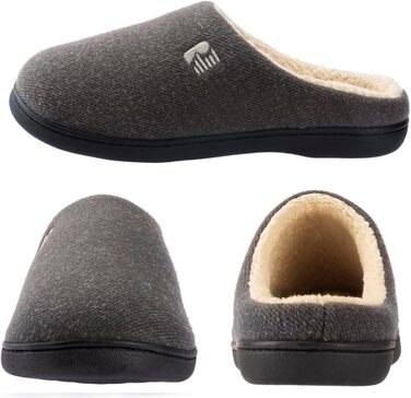 Чоловічі домашні тапочки RockDove з підкладкою з Sherpa та піною Memory Foam, 43.5 EU, темно-сірий