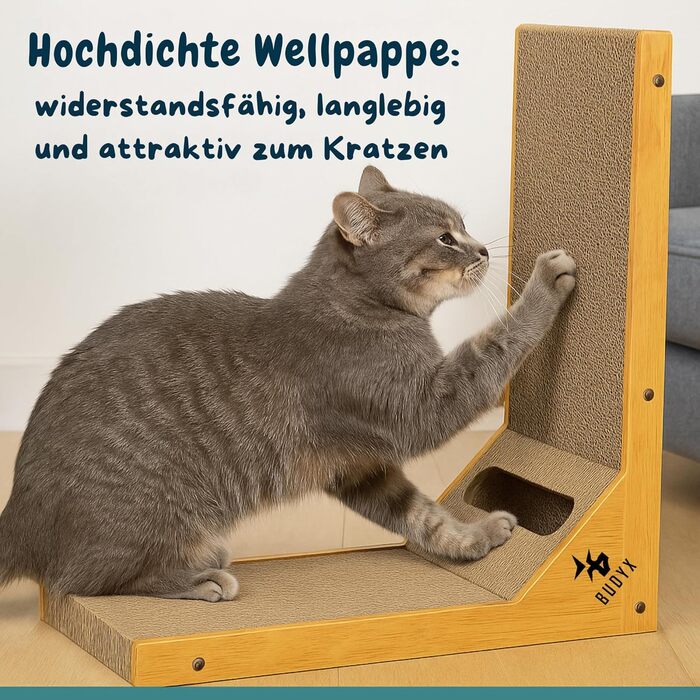 Дряпалка для котів L-подібної форми – з щільної гофрованої картонної коробки – для дряпання та відпочинку – екологічна, двостороння та стійка – ідеальна для домашніх котів