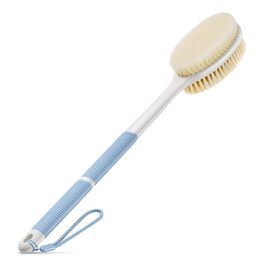 Back Scrubber with Anti-Slip Grip - Long Handle Body Brush for Shower & Bath - Exfoliator with Stiff & Soft Bristles