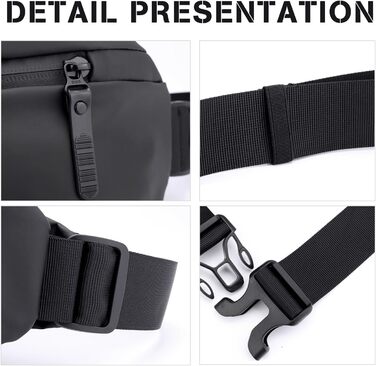 Чоловіча нагрудна сумка-поясна через плече, водонепроникна, для подорожей, школи, хайкінгу (чорна)