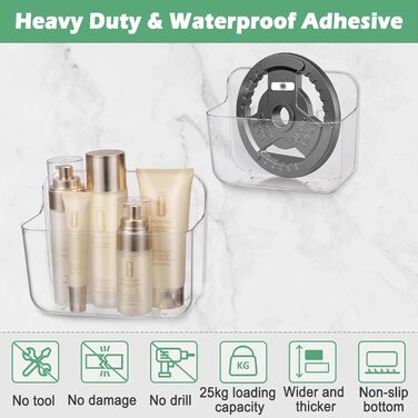 Поличка для душу на присоску без свердління, органайзер для ванної кімнати, сіра поличка, полиця для ванної кімнати без свердління, вантажопідйомність 20 кг, невелика полиця для кріплення у ванну кімнату та кухню (стандартна версія)