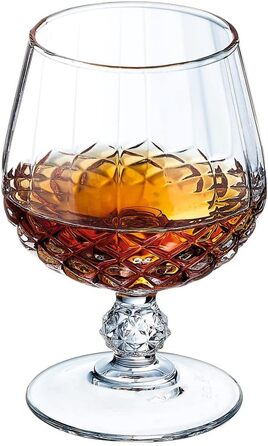 Cristal d'Arques Paris Longchamp - Cognac glasses 320 ml - Set of 6 - made of Kwarx - reinforced packaging - Shine, transparency and high resistance, Clear