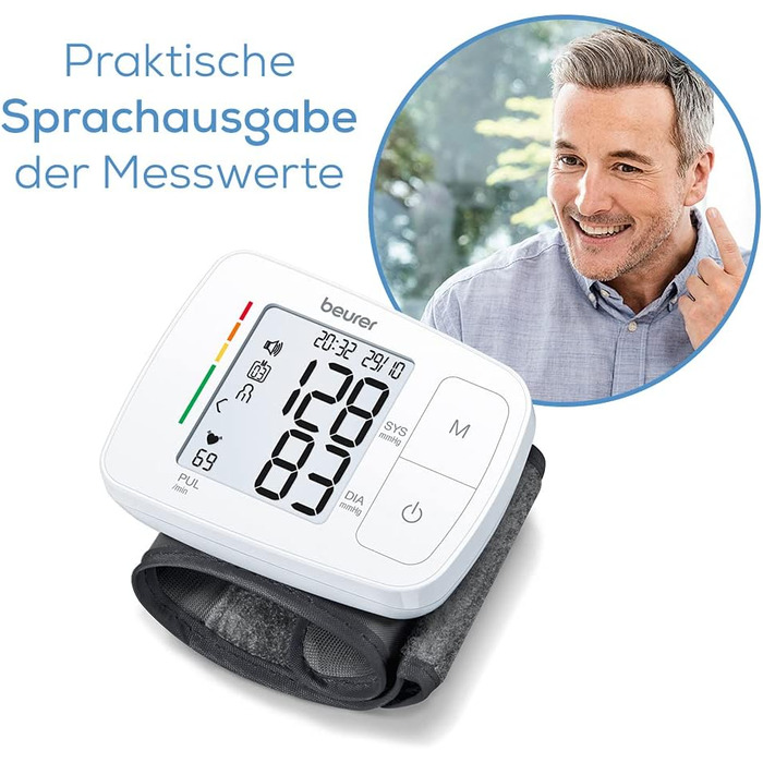 Тонометр на зап'ясті Beurer BC 21 з голосовим повідомленням (нім., англ., франц., італ., тур.)