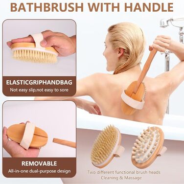 Набір для масажу тіла: щітка для спини, душова щітка, щітка для ніг з пемзою, щітка для обличчя. Для пілінгу та масажу всього тіла.