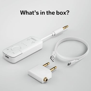 Bluetooth-адаптер AirFly для навушників у літаку, бездротовий аудіо-трансмітер для подорожей, білий