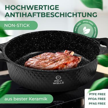 Набір каструль Pela Welle® Induktion [15 предметів, керамічне покриття] з кухонними аксесуарами, антипригарні каструлі для індукційних плит | Чорний колір | Набір каструль | Набір каструль для індукції | Каструлі | Набори каструль