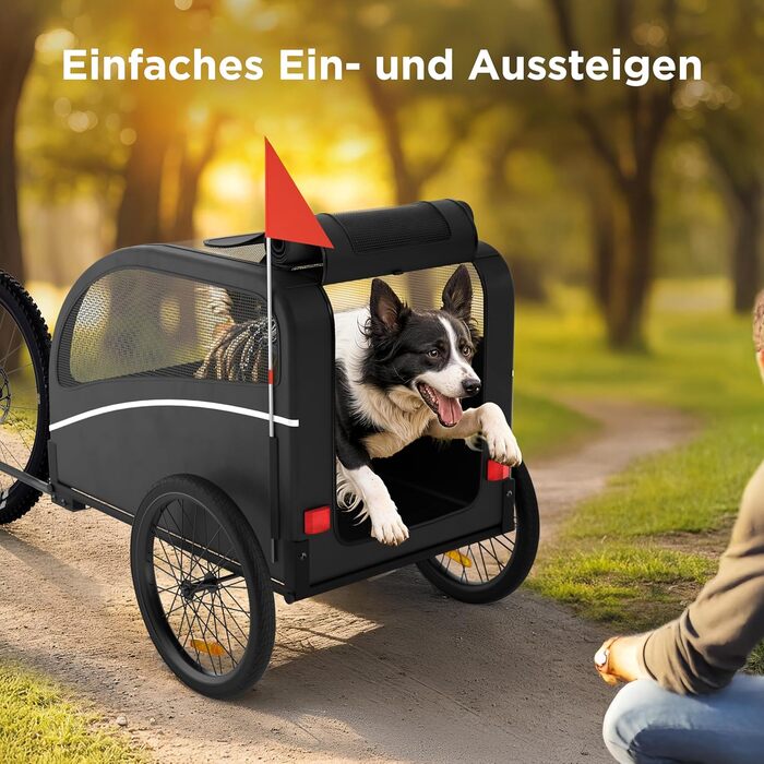 Фартоваж для собак на велосипед – складаний, до 40 кг, з відбивачами, водовідштовхувальний, сумісний з електровелосипедами, чорний