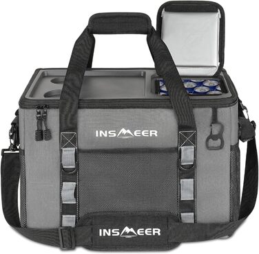 Сумка-холодильник INSMEER 40L, XXL, для 60 банок - ізотермічна сумка-холодильник з відкривачем, посилені бокові стінки, 2 тримачі для стаканів, для пікніка, кемпінгу, пляжу, подорожей