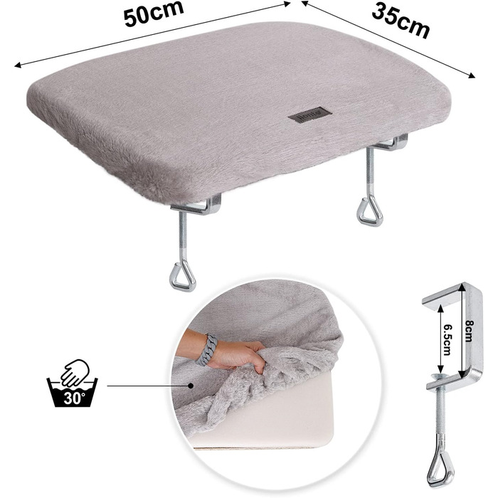 Lionto Cat Bed for Windowsill - Cat Lounger for Windowsill - Cat Bed for Windows 35x50 cm, light grey