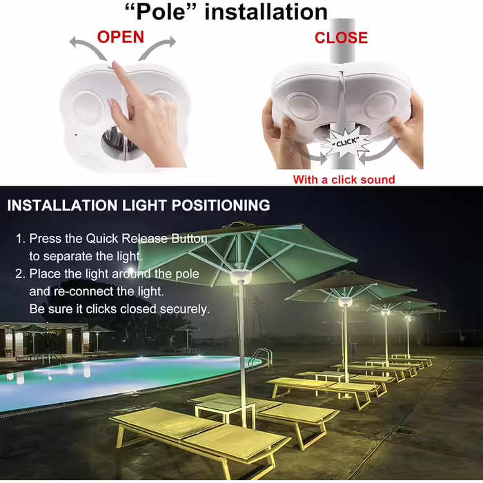 HONWELL LED Outdoor Lights Umbrella Lighting Lamp RF Balcony Light Super Bright Emergency Light Camping Tent Lamp Dimmable 12 Colors Battery Operated Wireless Light (White) for Camping Garden Beach