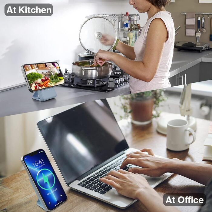 Power Bank AOGUERBE 10000mAh з LED дисплеєм та магнітною зарядкою PD 22.5W для iPhone (MagSafe) - білий/блакитний