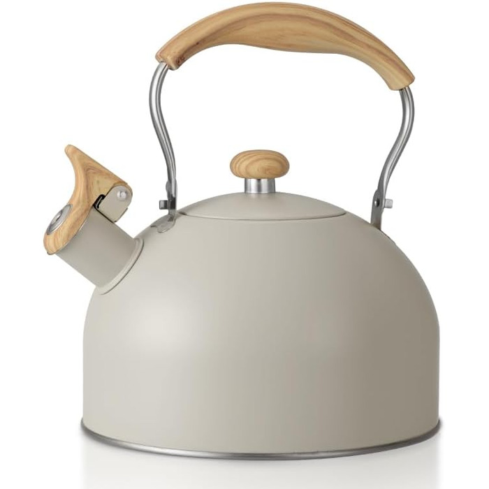 Чайник Teekessel 2.7л з дерев'яною ручкою, гучний свисток, нержавіюча сталь, антикорозійний, для всіх плит (2.5л)