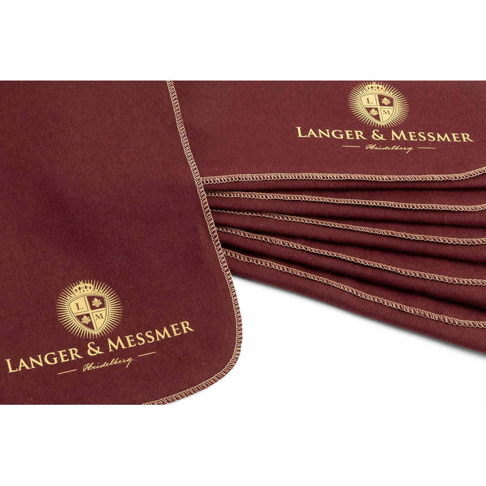 Langer & Messmer Polishing Cloths for Smooth Leather made from 100% Cotton in a Practical Set - The shoe cloth for professional shoe care ( | Beige) (Set of 6, Bordeaux)