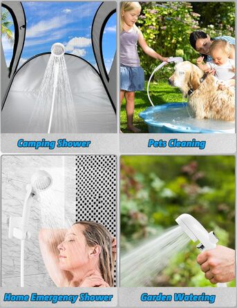 LIBERRWAY Camping Shower with Pump [90-140 Min] - IPX7 Waterproof Pump with Temperature Gauge & Pressure Regulation | Portable Outdoor Shower for Camping, Dog Shower with 2m Hose