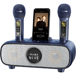 Караоке-машина DLARA Upgrade з Bluetooth, USB, TF-карткою та мікрофоном, портативна, для дорослих та дітей, з підставкою, AUX-in, PA-системою, блакитна Pro