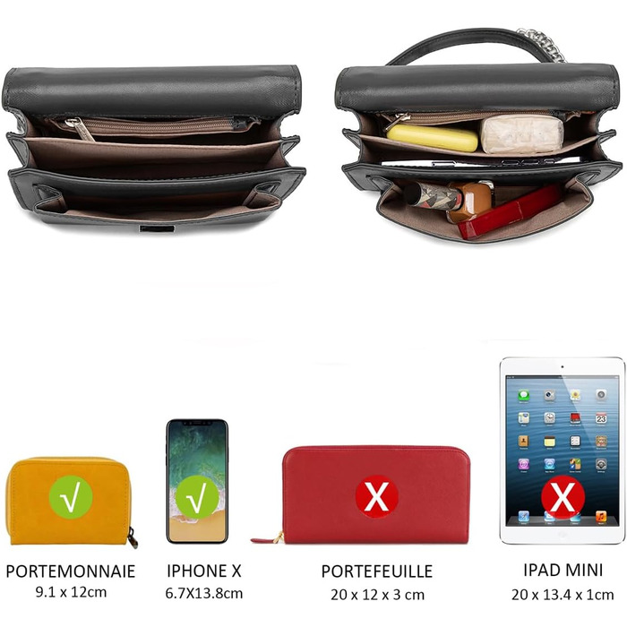 Сумка жіноча David Jones через плече, чорна: мініатюрна кросбоді, клатч зі штучної шкіри, елегантна вечірня та повсякденна