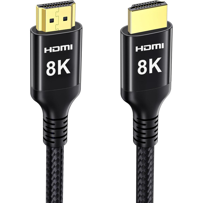 HDMI 2.1 кабель Etseinri 2 метри, 48Gbps, 4K 240Hz, 8K, eARC, HDCP2.3, HDR10+, Dolby Atmos, Vision, для моніторів, телевізорів, проекторів (Чорний)