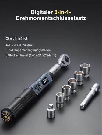 Цифровий шуруповерт з моментом, 2.66-53.1 in-lbs/ 1/4'' Drive, з моментом, для електриків з сигналом та LED-дисплеєм, 27 в 1 (10-200 Нм)