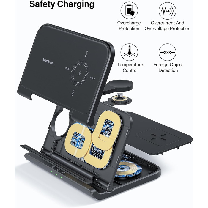 Зарядна станція SwanScout 705S для Samsung Galaxy Z Fold 7/6/5, Pixel 9 Pro Fold, Galaxy Watch 8/Ultra, Galaxy Buds 3 (без адаптера)