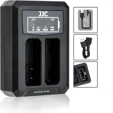 Подвійний USB зарядний пристрій для камер Nikon (D5600, D5500, D5300, D5200, D5100, D3500, D3400, D3300, D3200, D3100, DF) - сумісний з акумуляторами EN-EL14/EN-EL14A