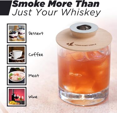 Набір для копчення коктейлів з факелом та дерев'яними стружками для віскі, бурбону, коктейлів, вина, сиру, салату та м'яса