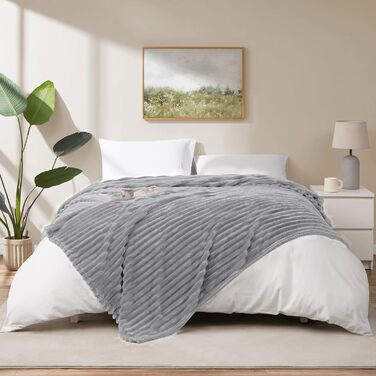 Плед Wavve: м'який флісовий плед 150x200 см, світло-сірий колір для дивану та декору кімнати