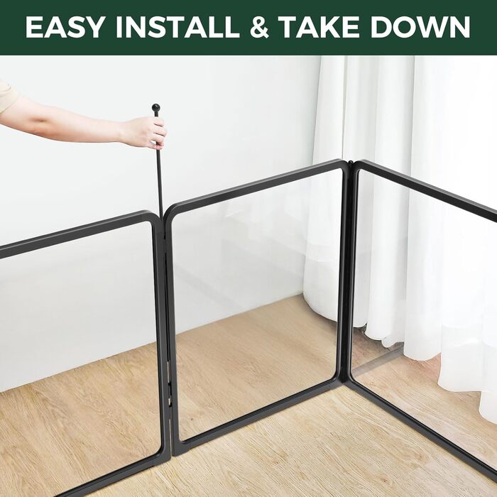 Клітка-павільйон для собак FXW Pawadise, 61 см, 8 панелей (4 акрил + 4 метал), чорна, розширювана