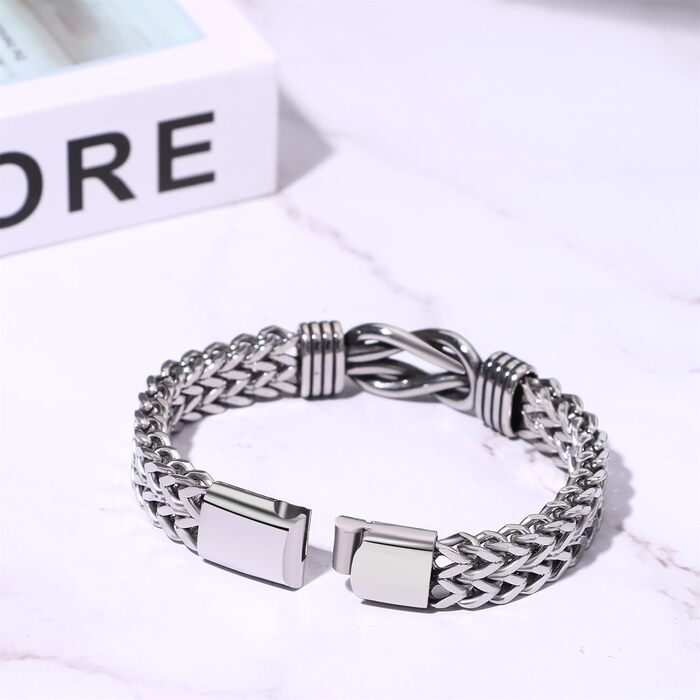 Чоловічий браслет JewelryWe в стилі готика та панк: ланцюг на руку з нержавіючої сталі 