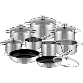 Silit Scalea 6-Piece Induction Cookware Set - Stainless Steel Pots and Pans with Glass Lids, Non-Stick Fry Pan, Dishwasher Safe