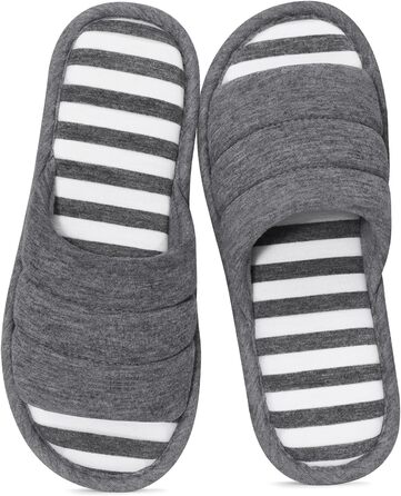 Тапочки халатні з відкритим носком для жінок та чоловіків shevalues, м'яка бавовна, піна Memory, сліпони, для дому (10-10.5 Women/9-9.5 Men, Темно-сірий)