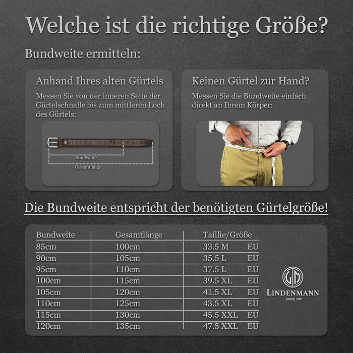 Чоловічий шкіряний ремінь Lindenmann з нубуру, 40 мм, регульований, джинсовий, XL, чорний (45.5 дюймів, 115 см)