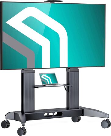 ONKRON Mobile TV Stand for 32-75 inch TVs - Adjustable Height, VESA 600x400, Rolling TV Cart - Black TS1571-B (TS2821)
