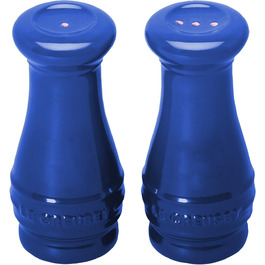 Le Creuset Salt and Pepper Shakers, Enameled Cast Iron, Cobalt